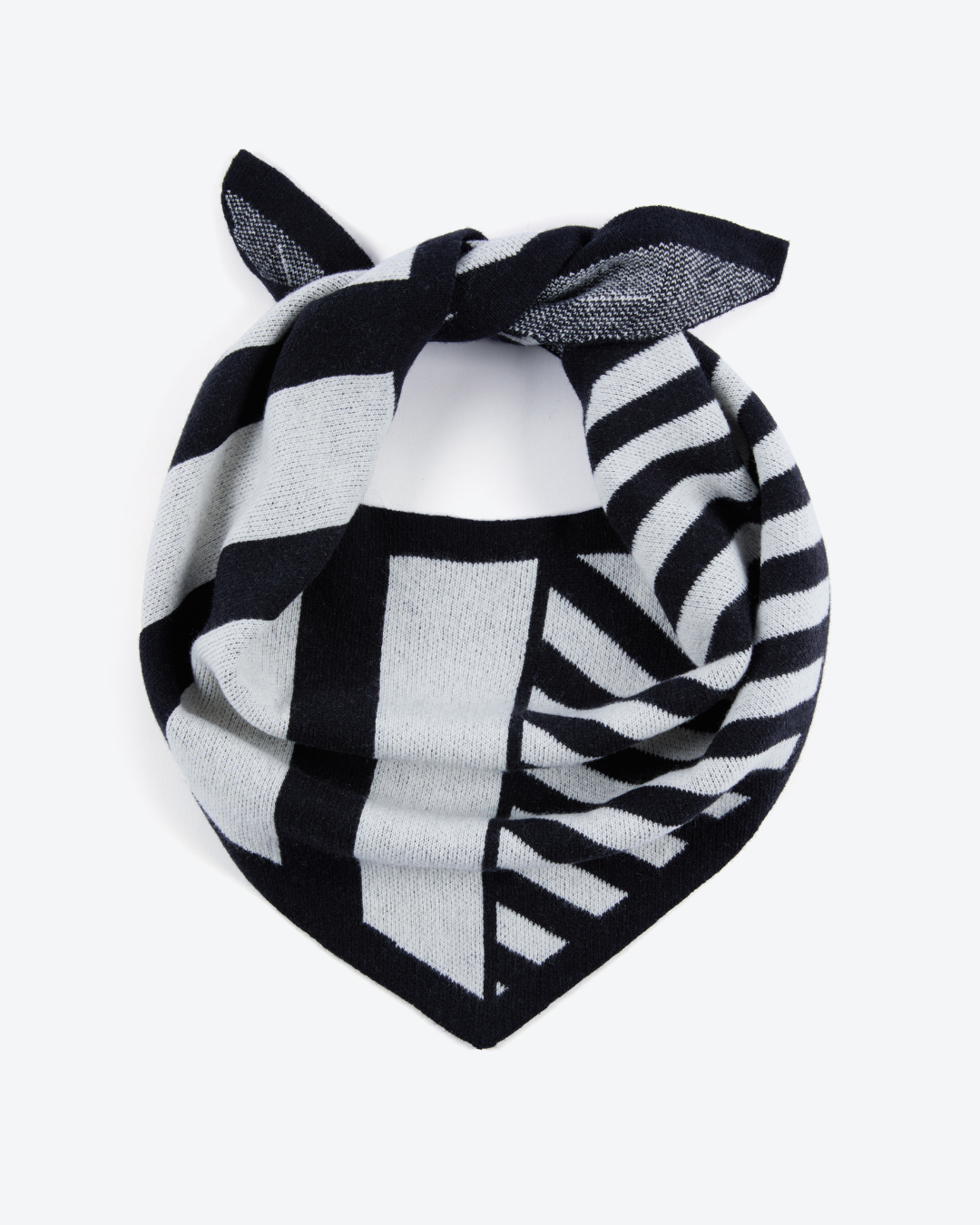 Black and white patterned bandana on a white background
