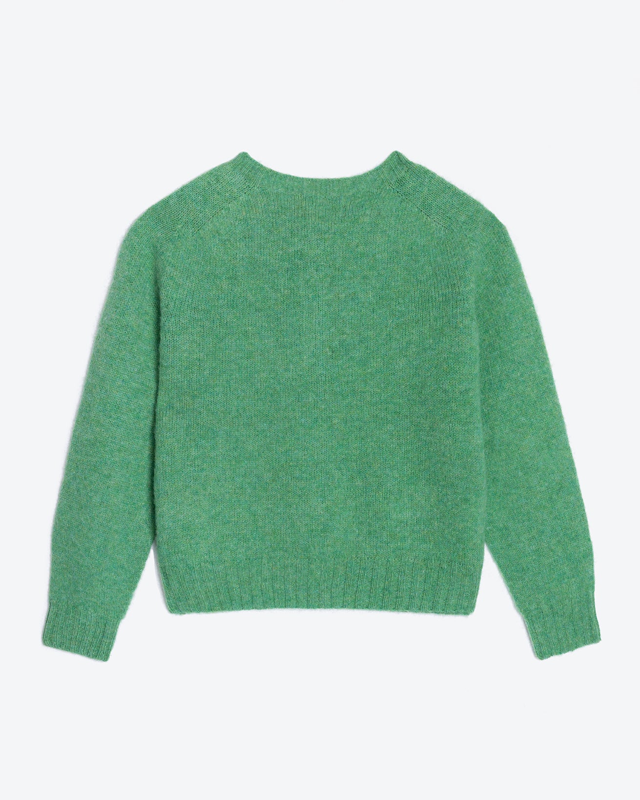 Green sweater on a white background