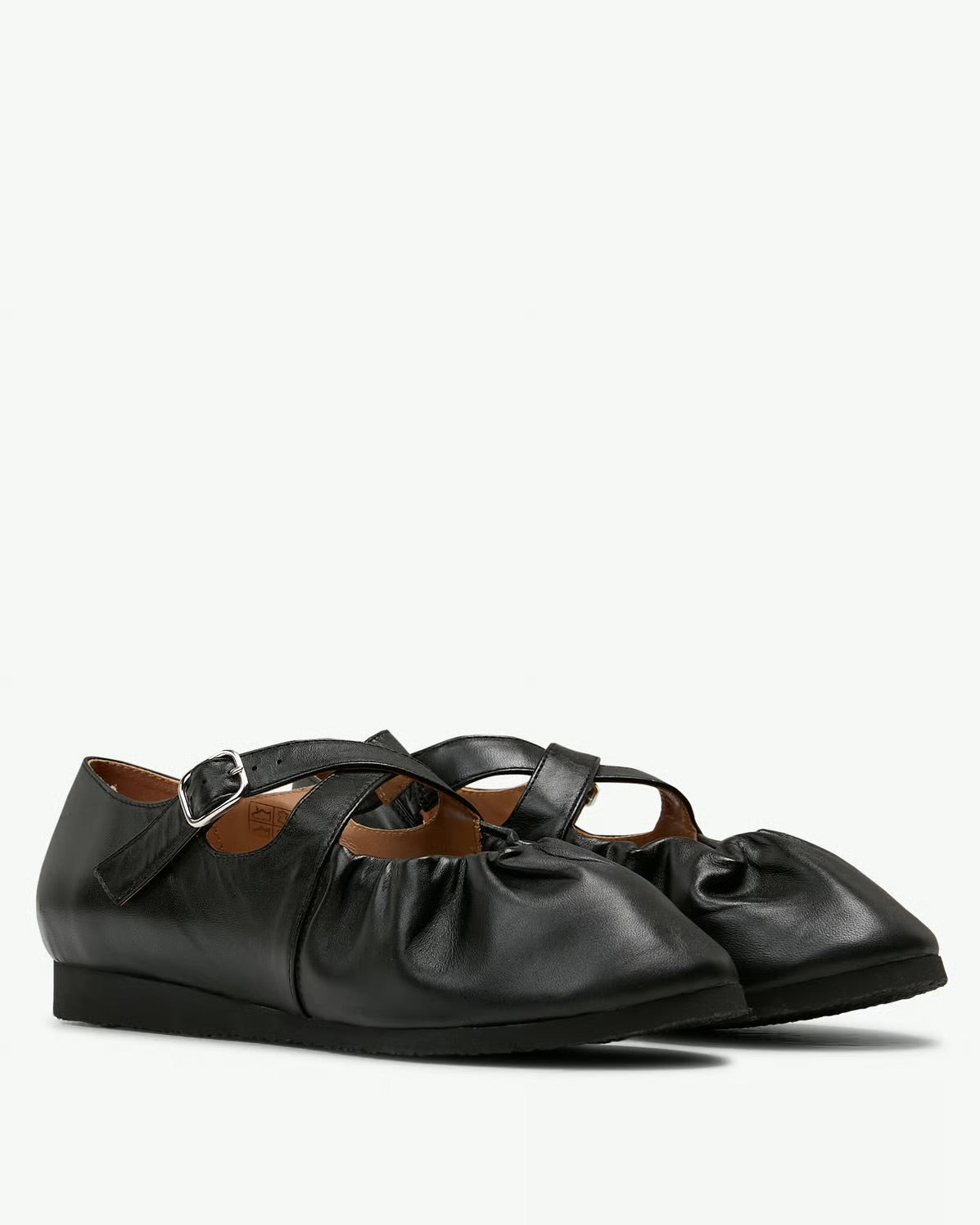 Pair of Naguisa Black Cross Strap Flats