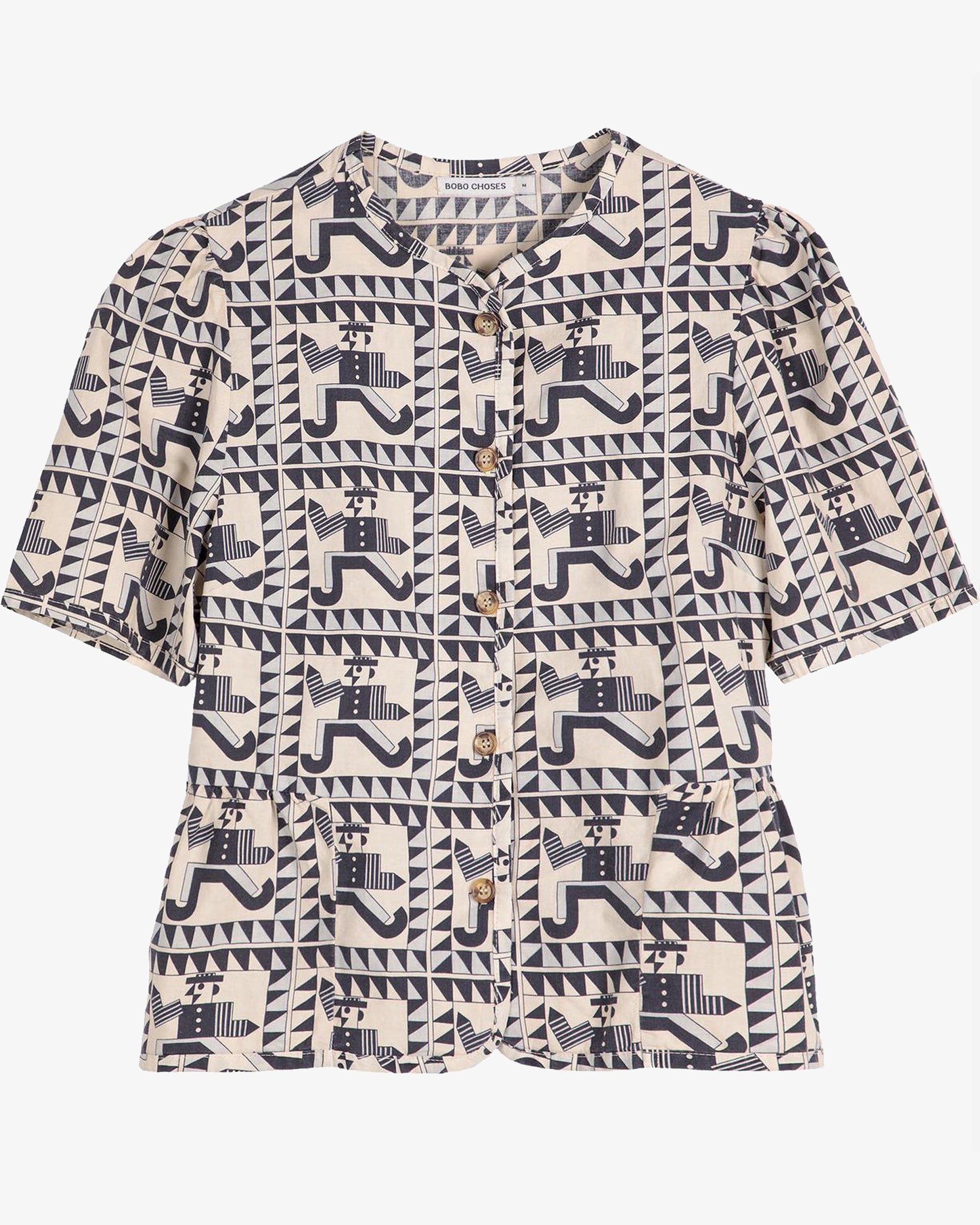 Shirt with a geometric pattern on a white background