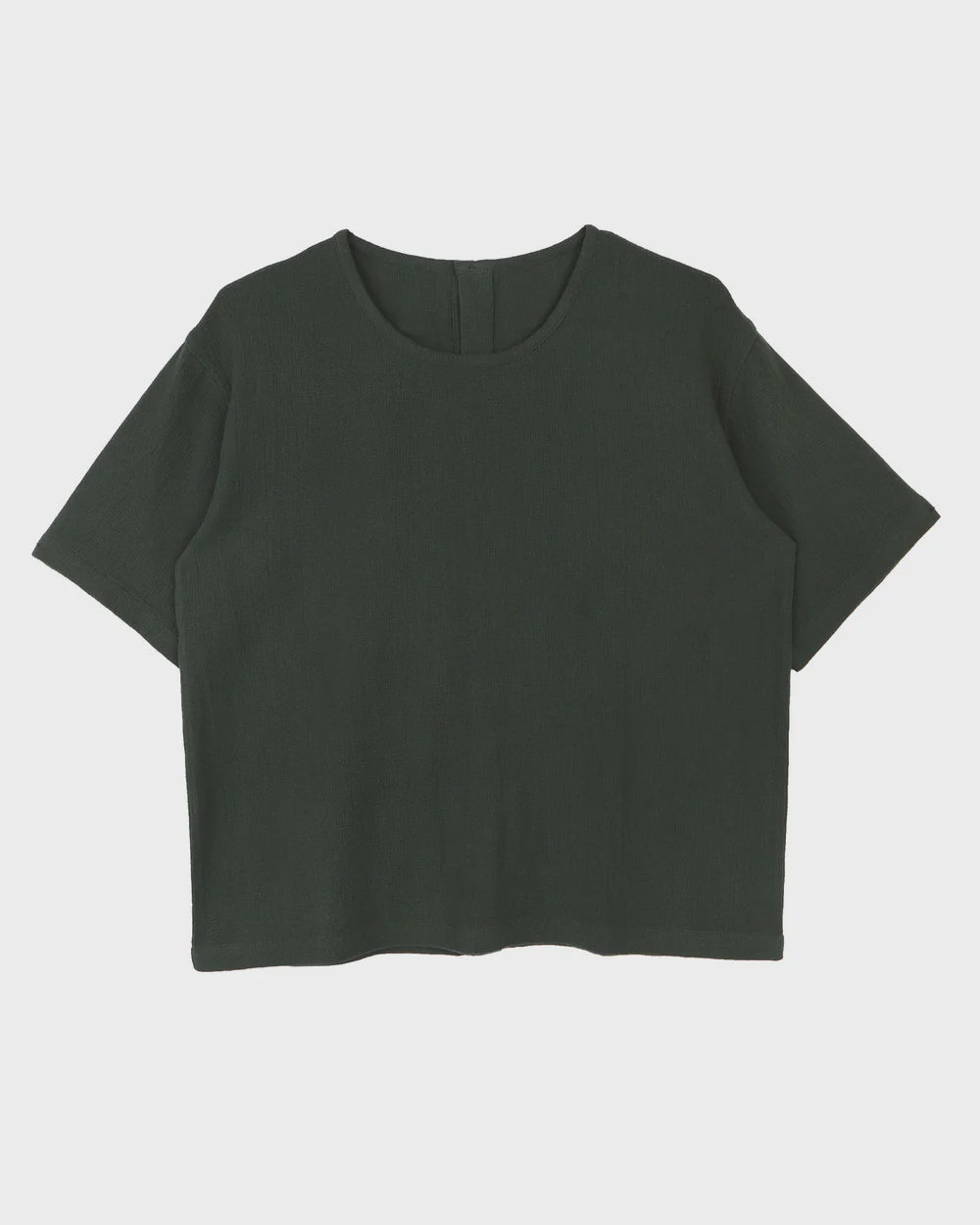 Dark green t-shirt on a light gray background