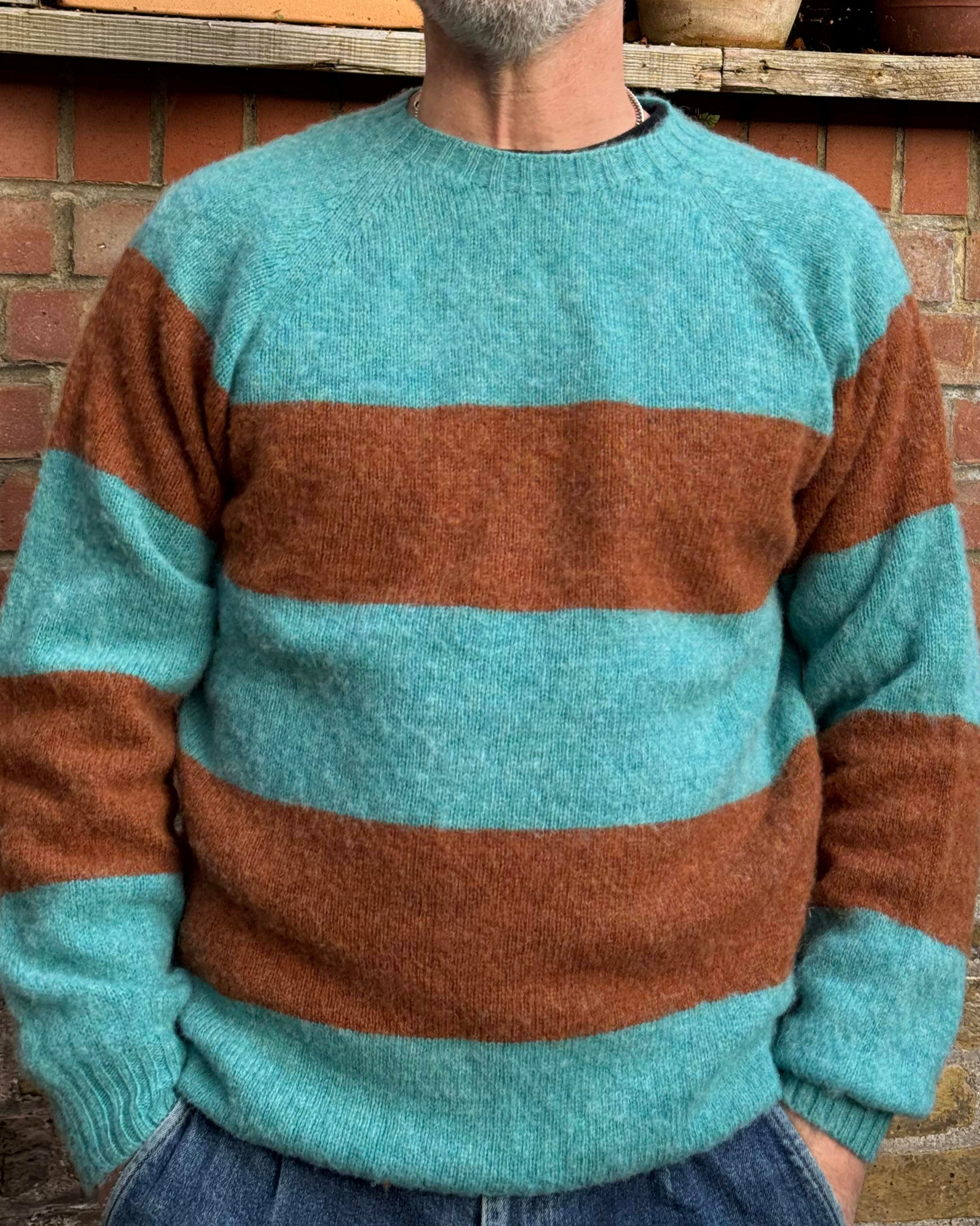 Lowie Mens Mocha + Sky Striped Jumper