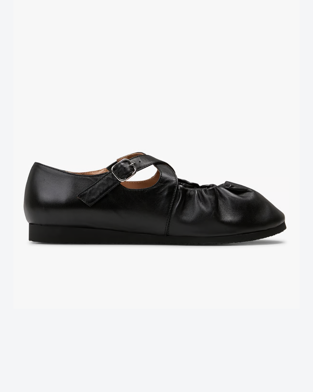 Naguisa Black Cross Strap Flats