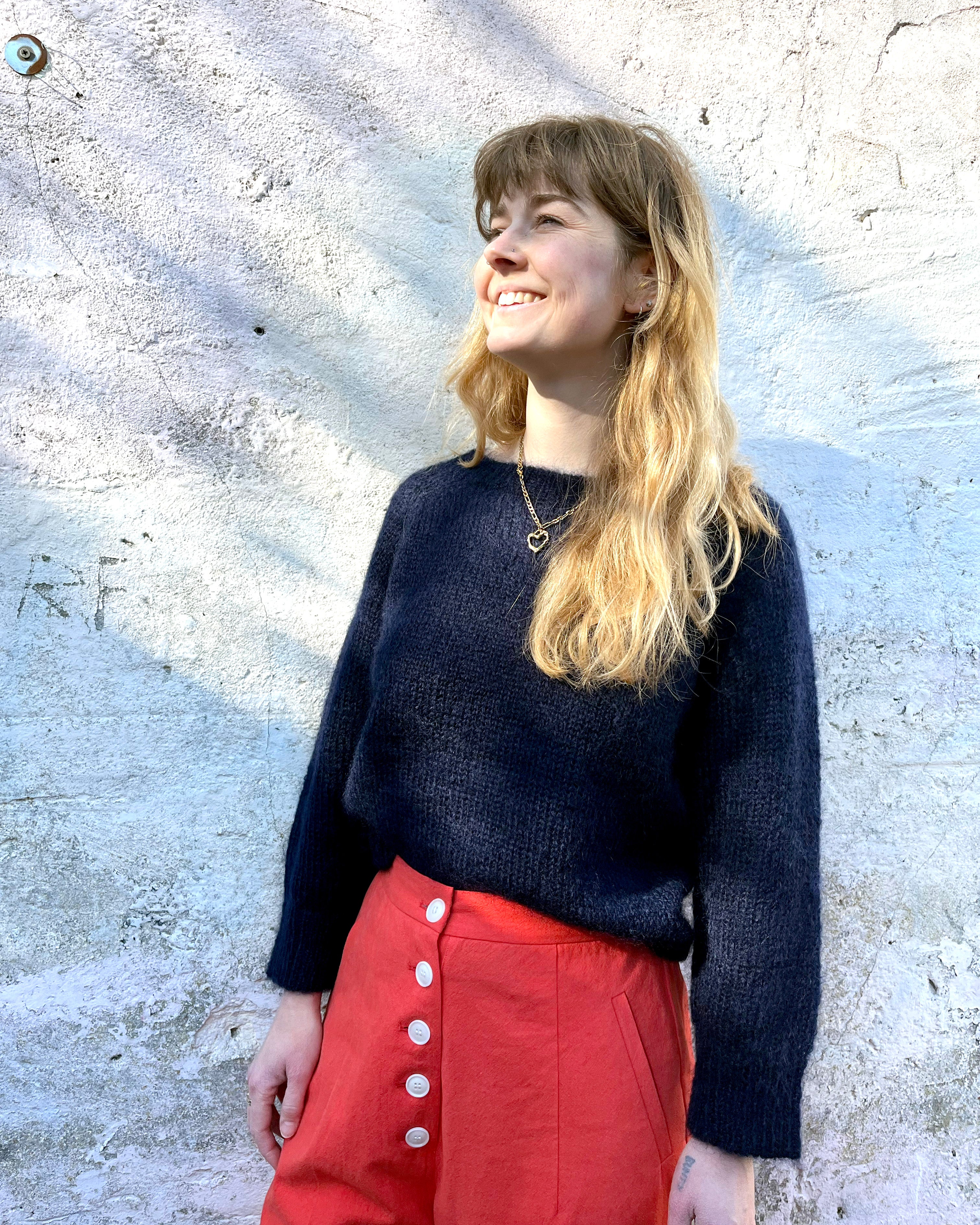 Person wearing Navy Mohair Jumper