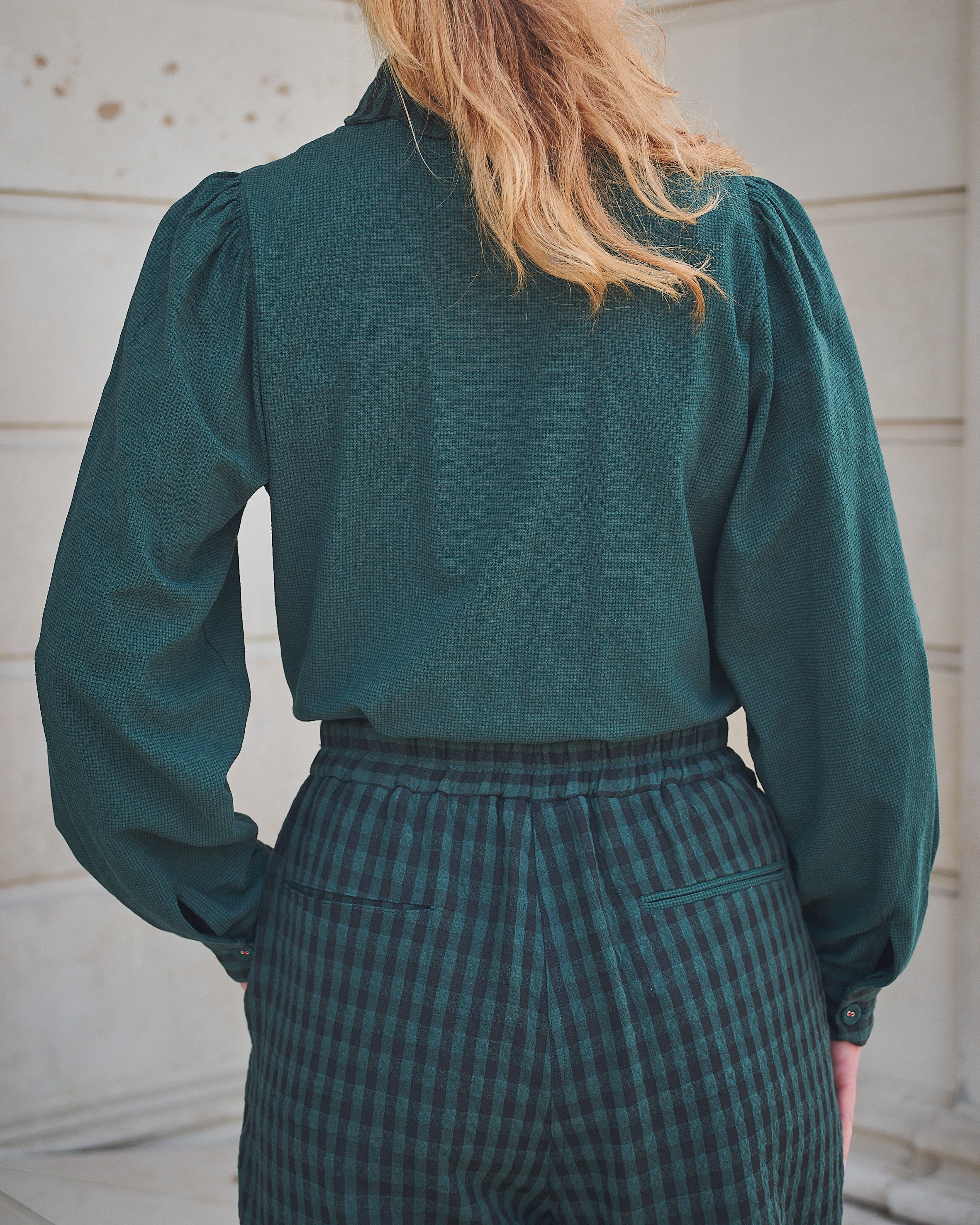 Women wearing Lowie Green Check Trousers