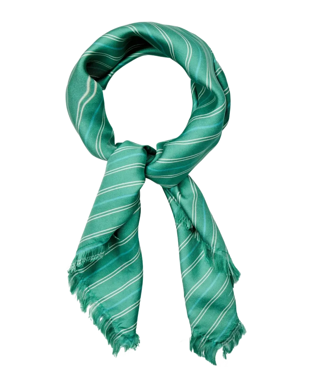 Green striped scarf on a white background