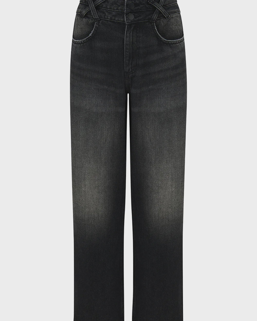Black jeans on a light gray background
