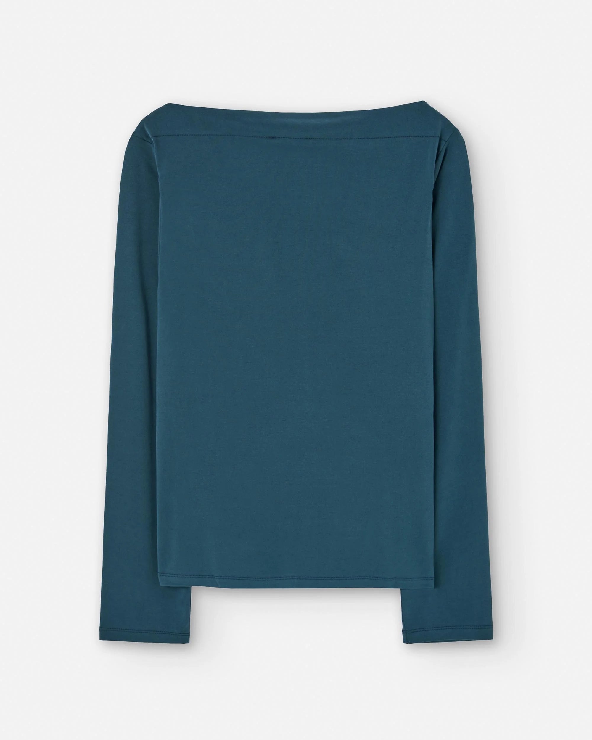 Teal long-sleeve top on a white background