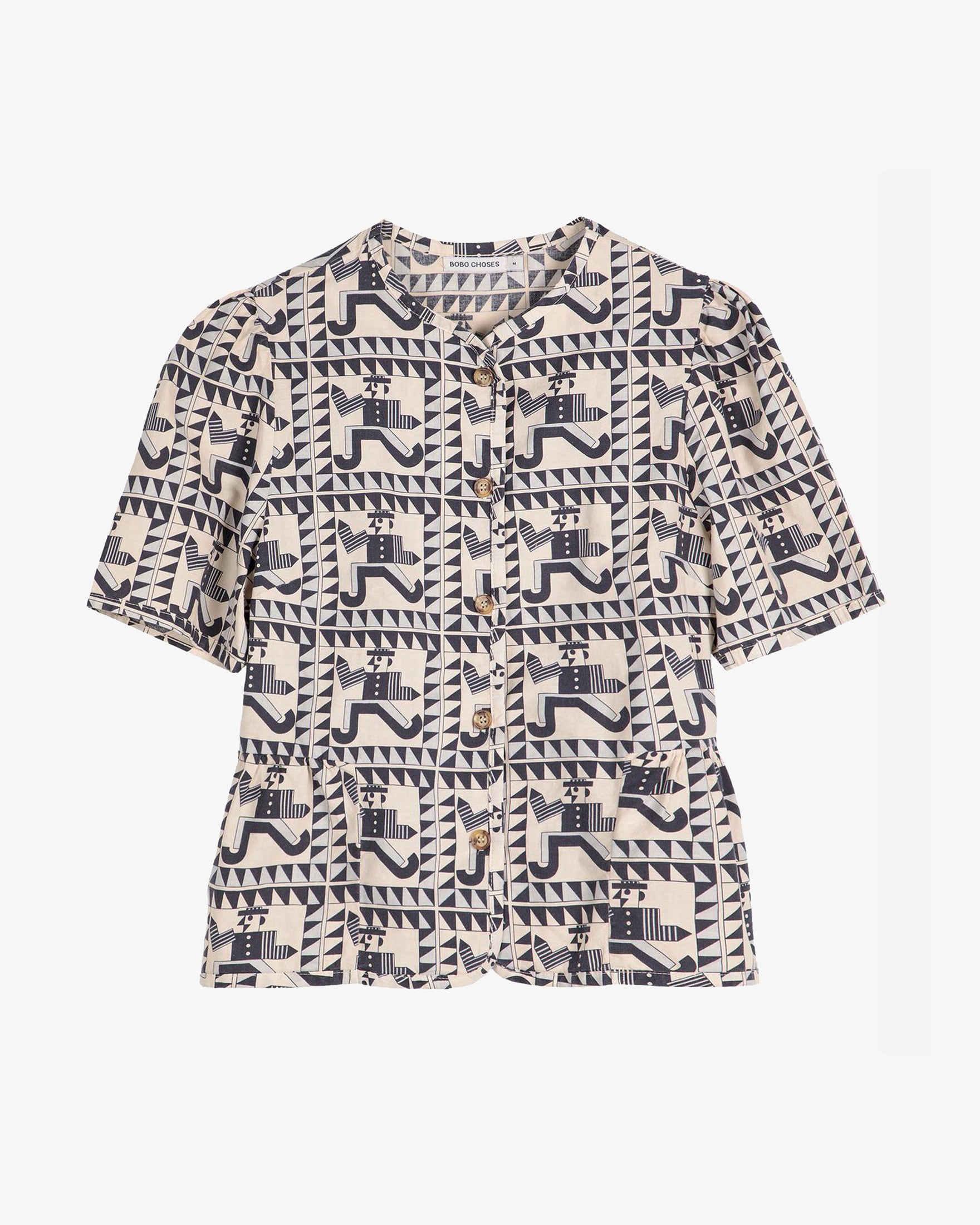 Shirt with geometric pattern on a white background