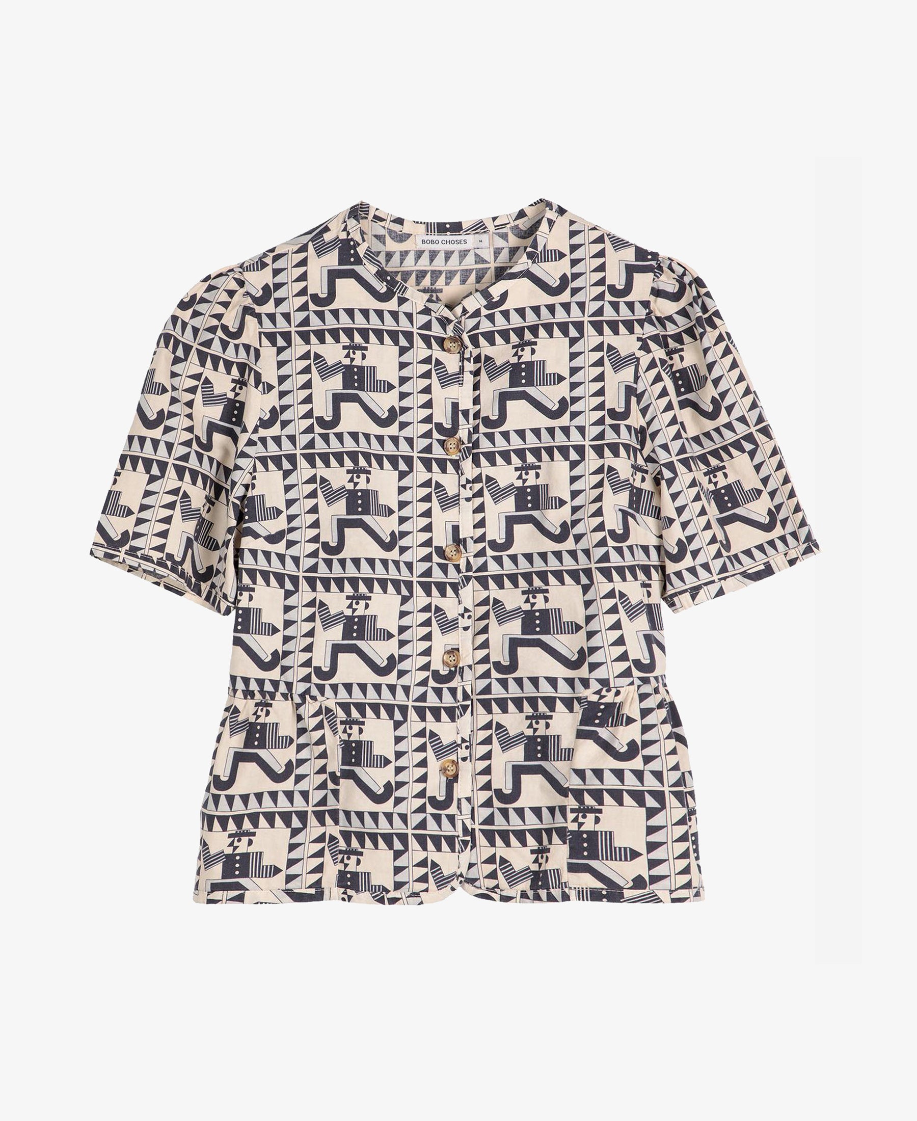 Shirt with geometric pattern on a white background
