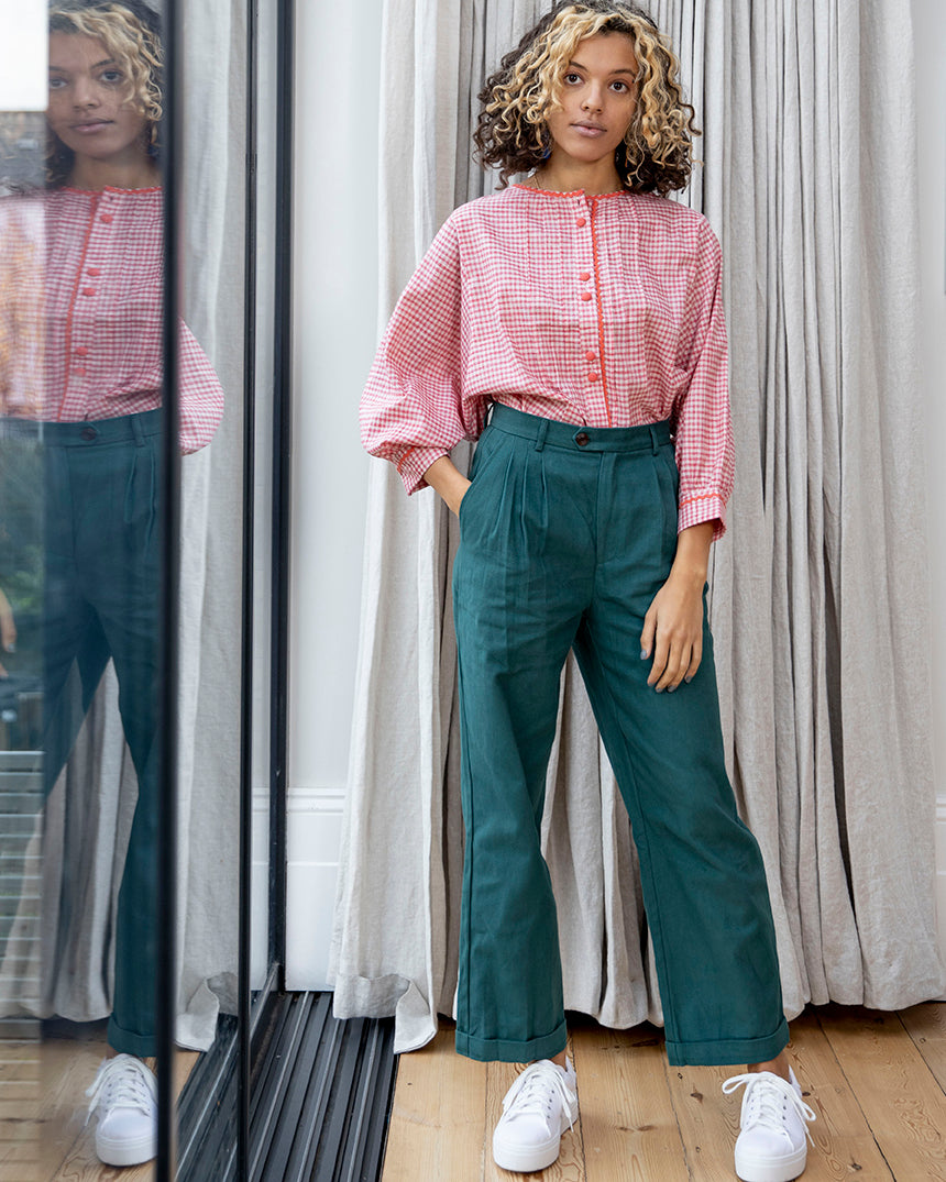 Lowie Sage Cotton Drill Wide Leg Trouser