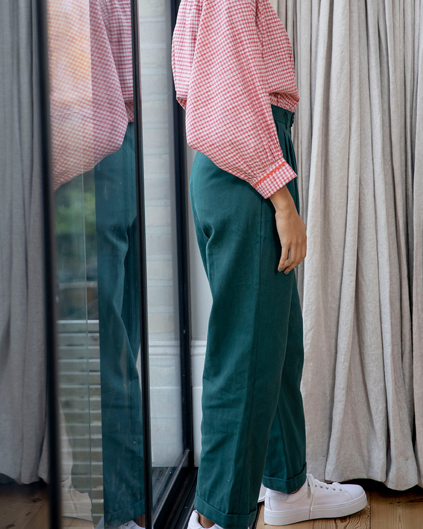 Lowie Sage Cotton Drill Wide Leg Trouser