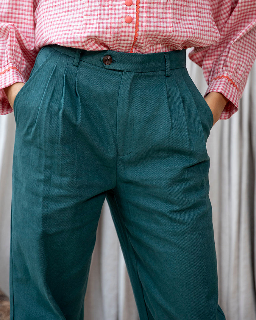 Lowie Sage Cotton Drill Wide Leg Trouser