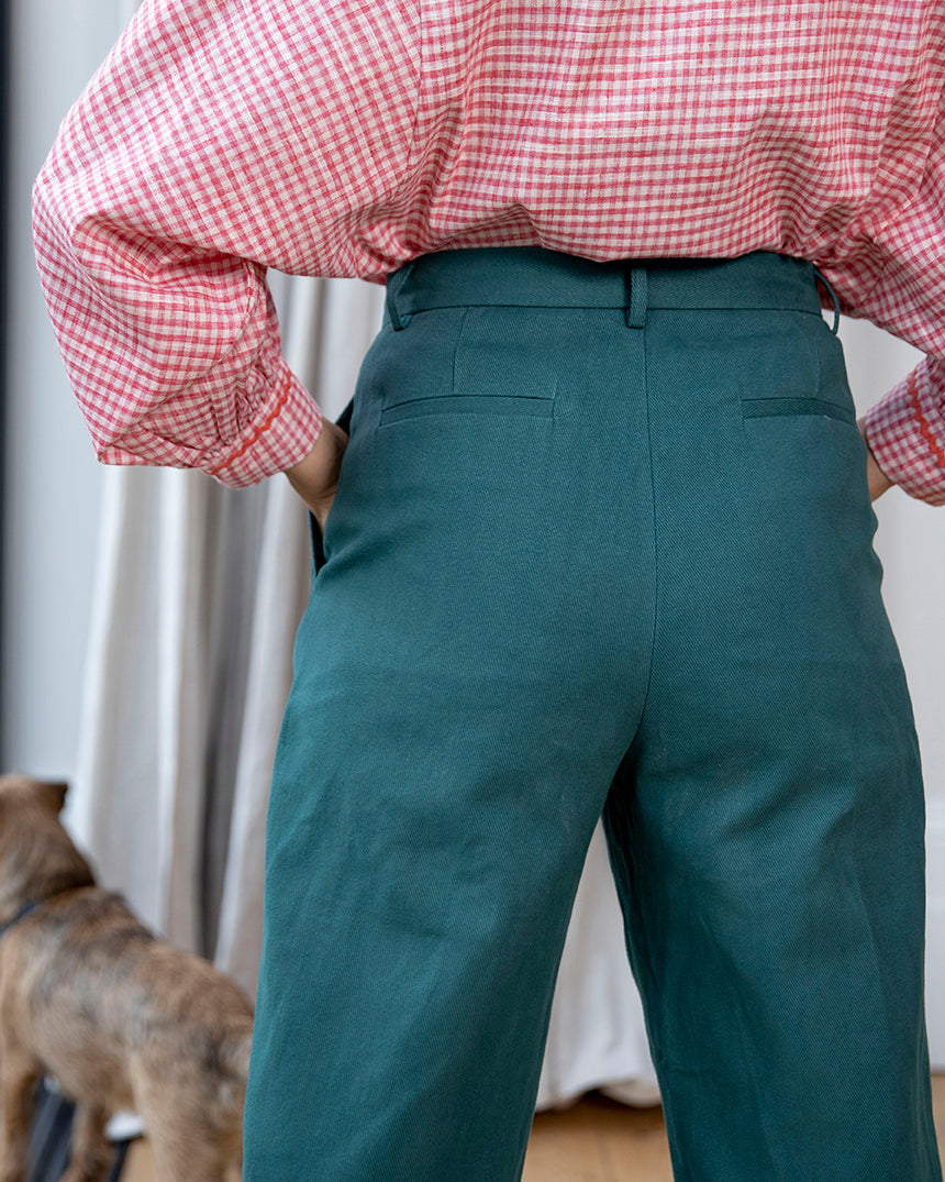 Lowie Sage Cotton Drill Wide Leg Trouser