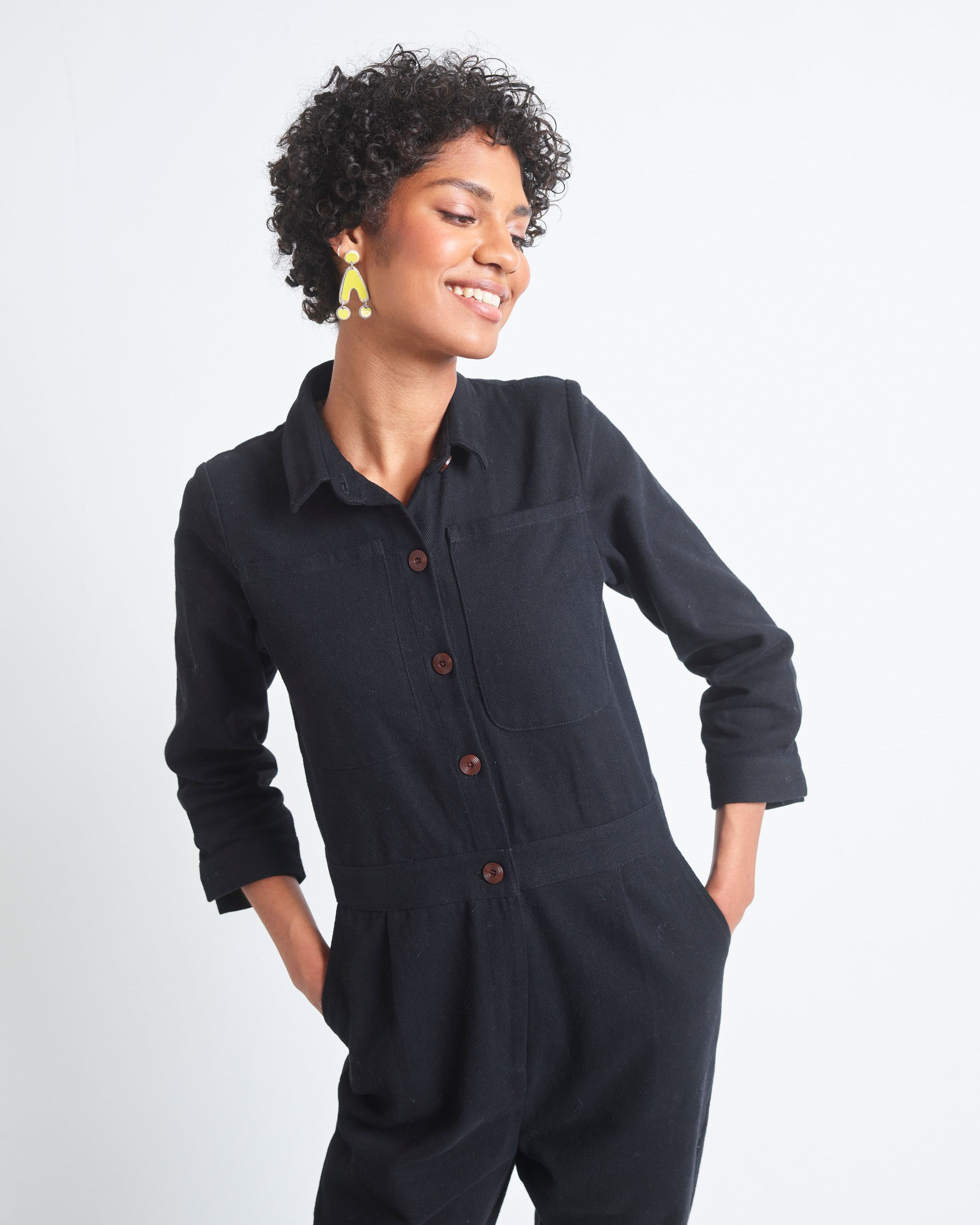 Lowie Black Cotton Drill Boilersuit