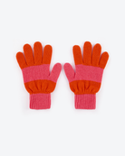 Pair of pink and orange gloves on a white background