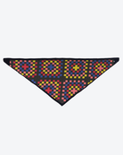 Colorful geometric patterned bandana on a white background