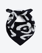 Black and white patterned headscarf on a white background