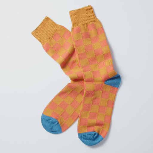 Rototo Orange Checkerboard Socks