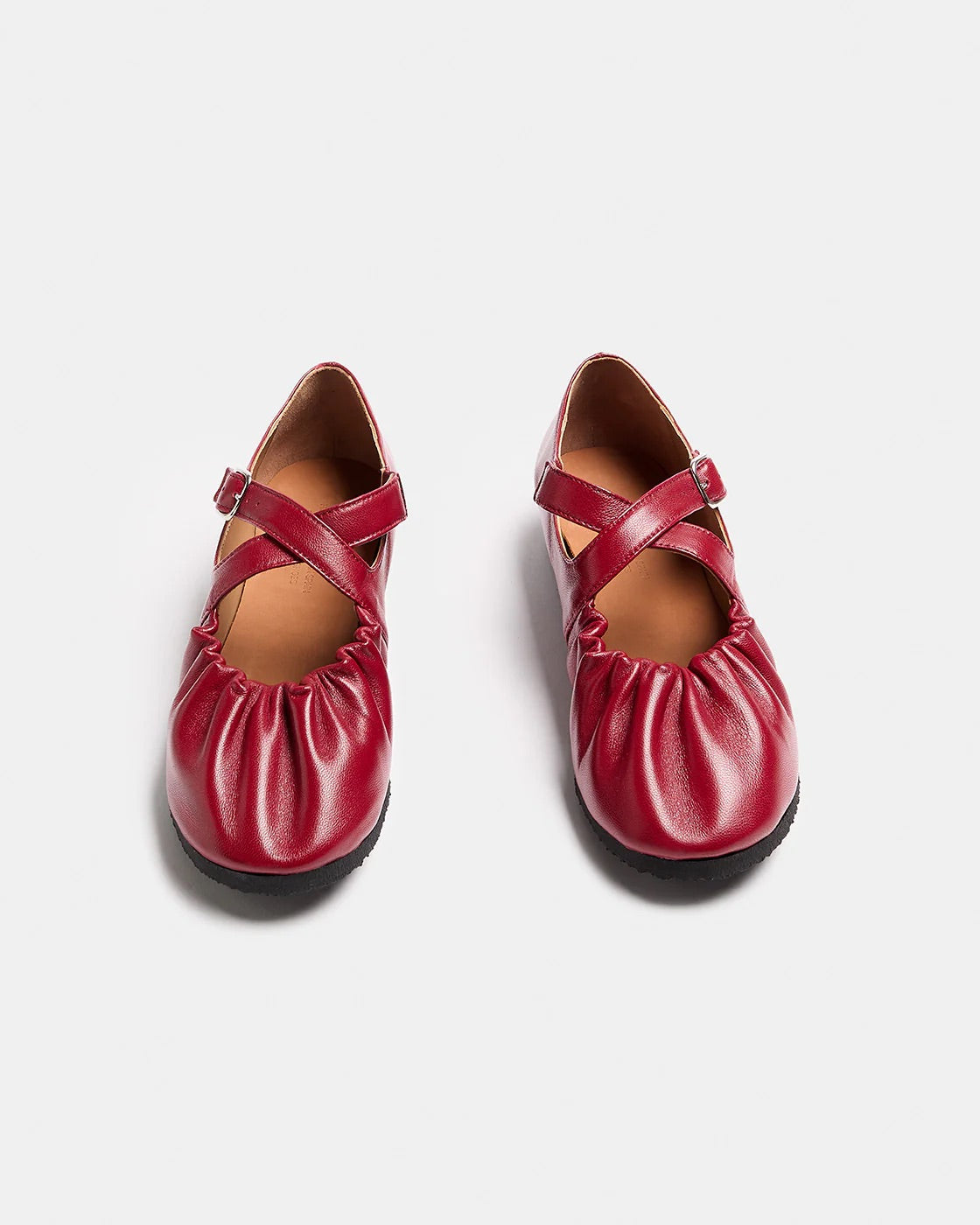 Naguisa red cross strap flats