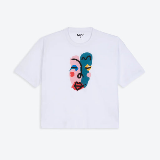 Miss Pompom White Abstract T-Shirt