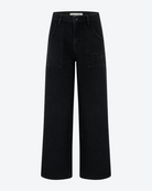 Black wide-leg jeans on a white background
