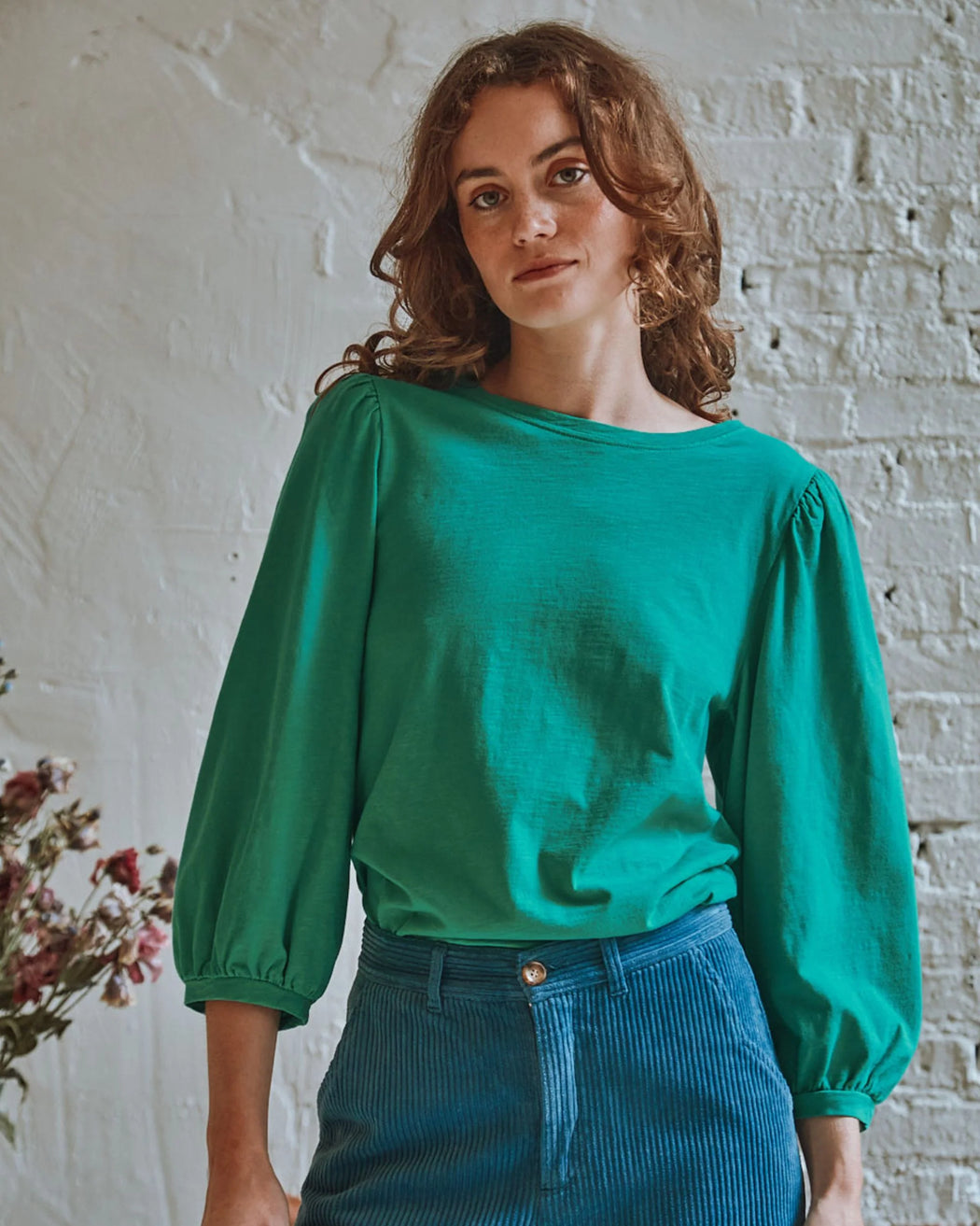 Emile & Ida Jade Puff Sleeve Top