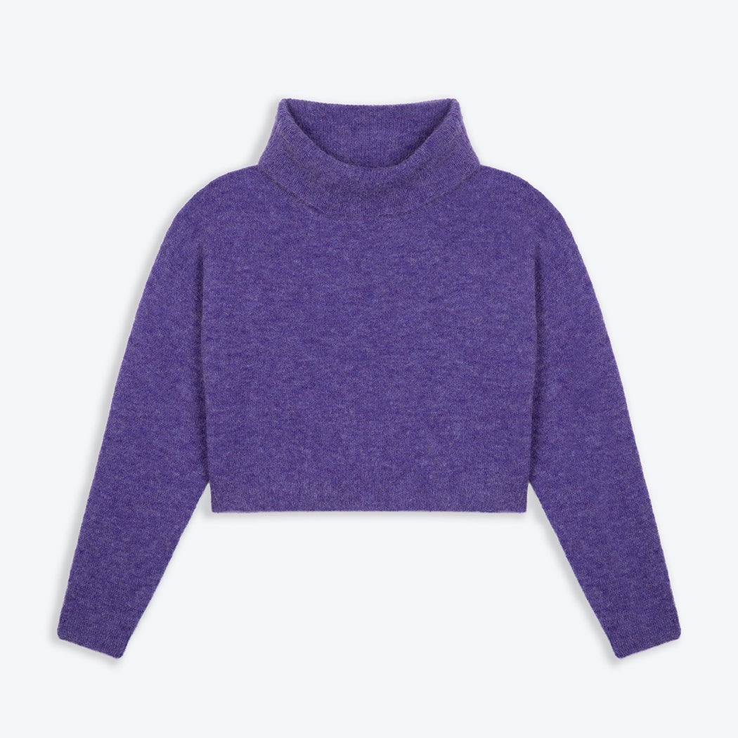 Lowie Purple Alpaca Cropped Roll Neck