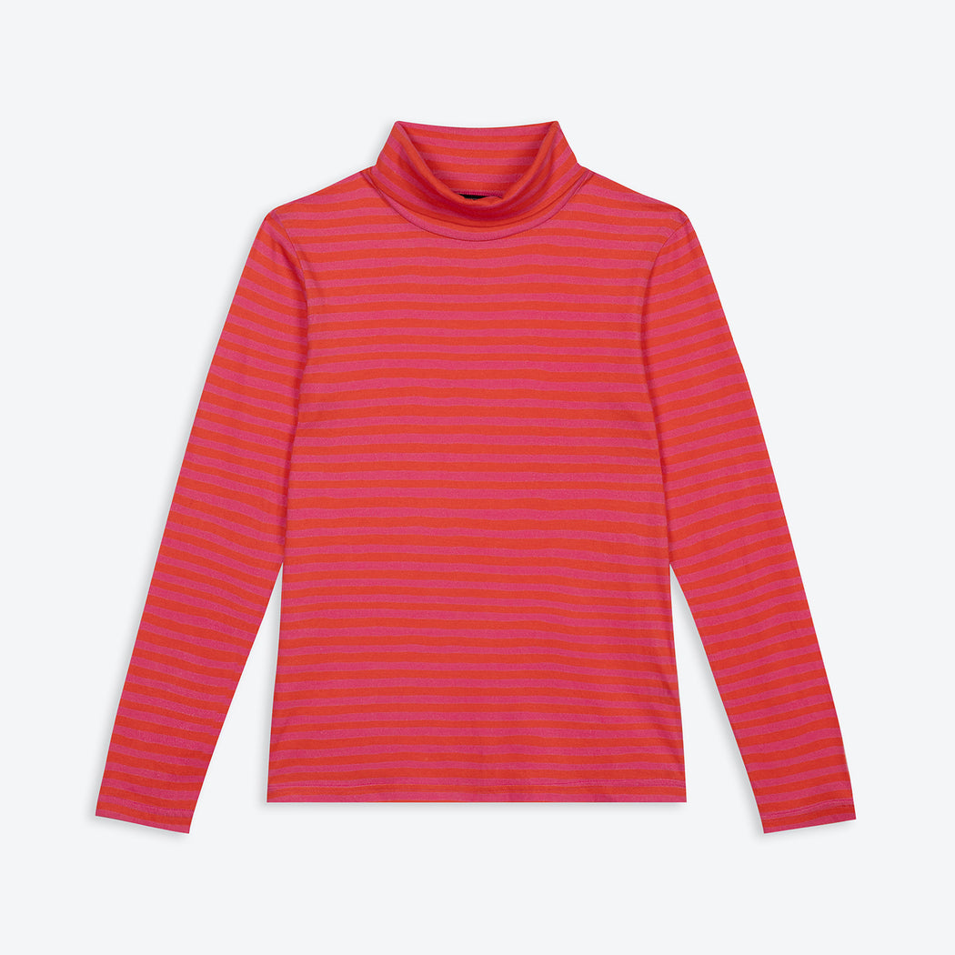 Lowie Pink Stripe Organic Roll Neck