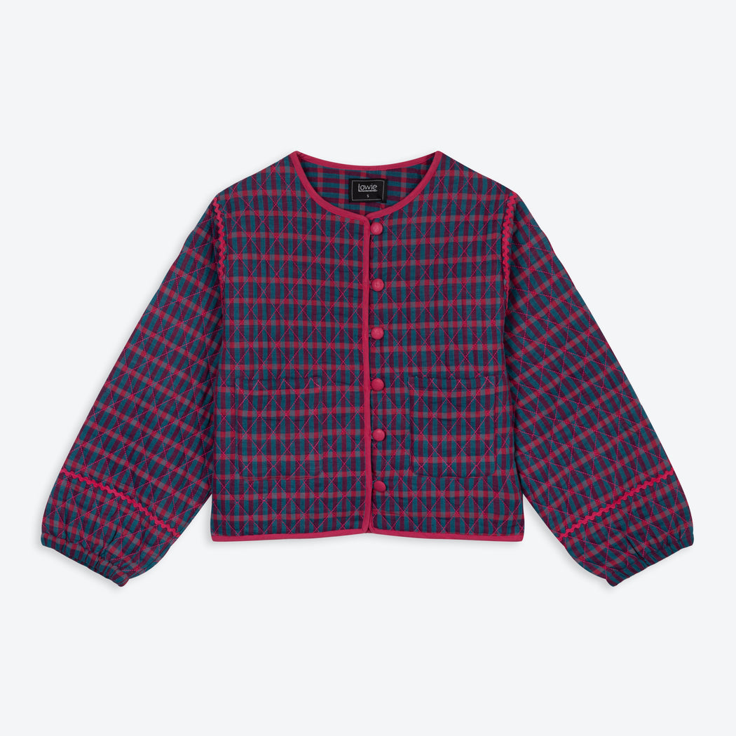 Lowie Teal and Red Check Quilted Jacket