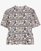 Shirt with a geometric pattern on a white background