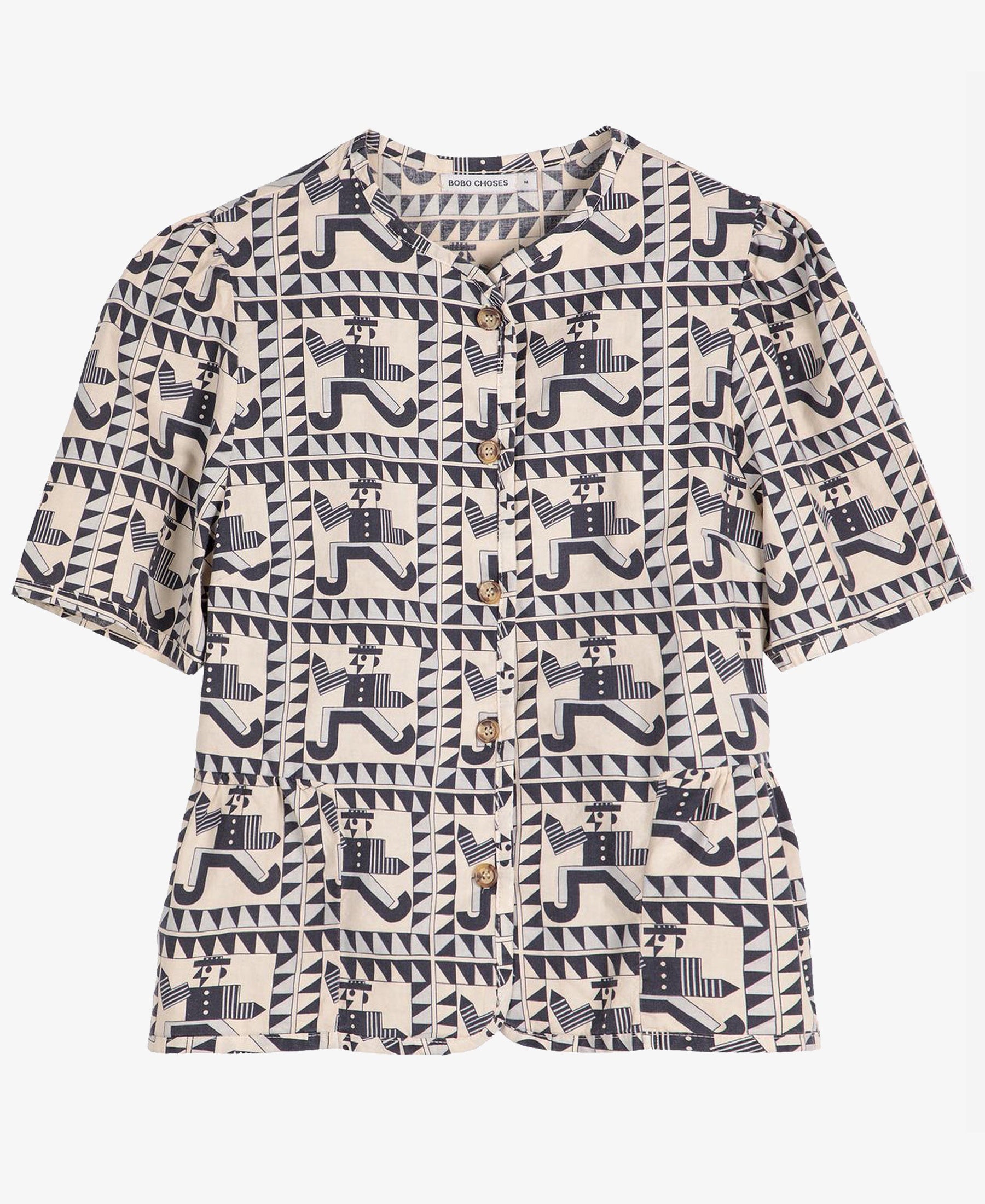 Shirt with a geometric pattern on a white background