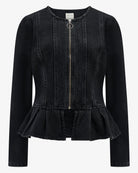 Black peplum jacket on a white background