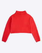 Red turtleneck sweater on a white background