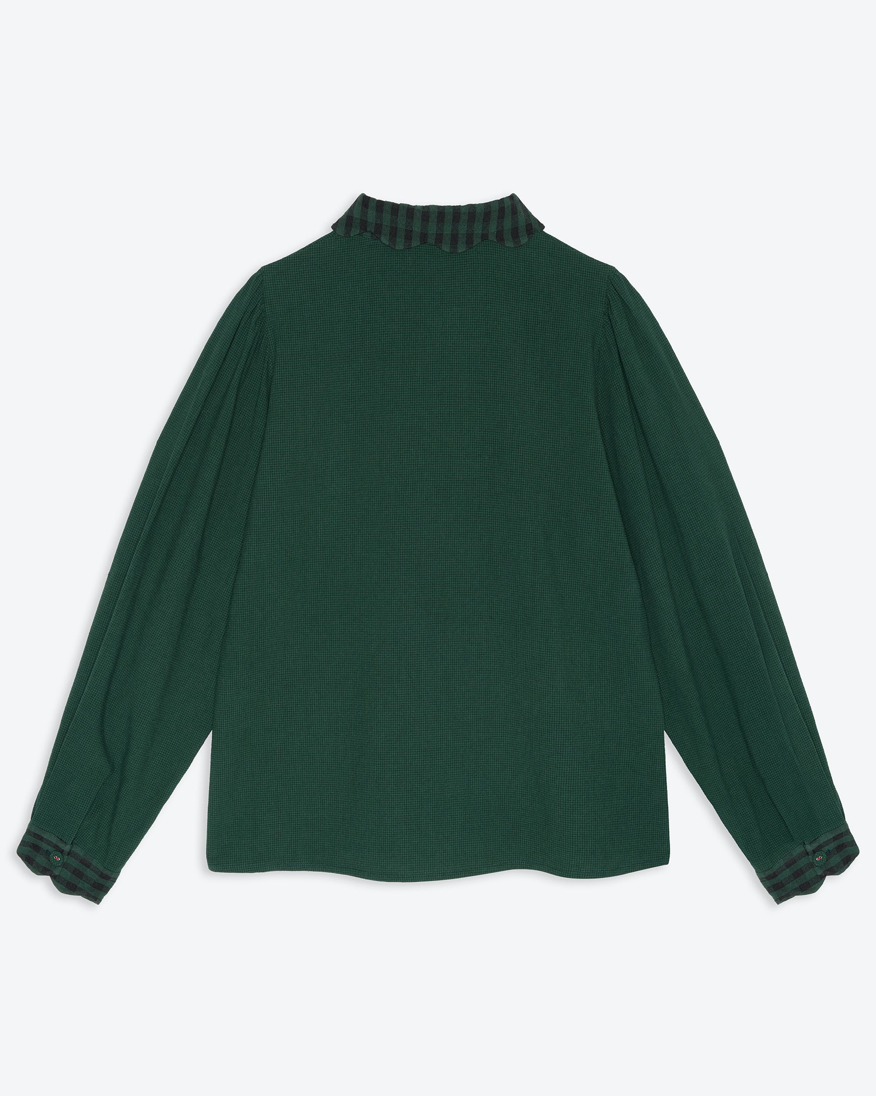 Lowie Green Check Scallop Collar Shirt
