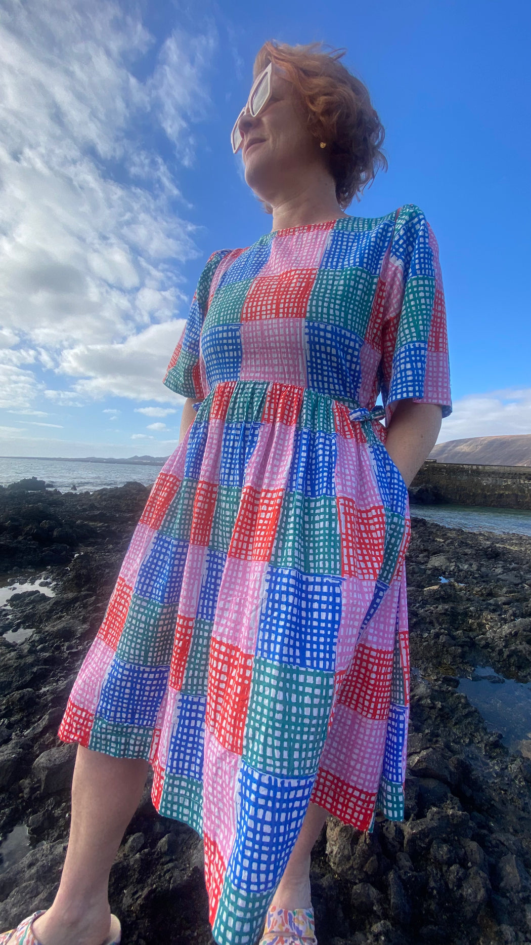 Lowie Grid Check Dress