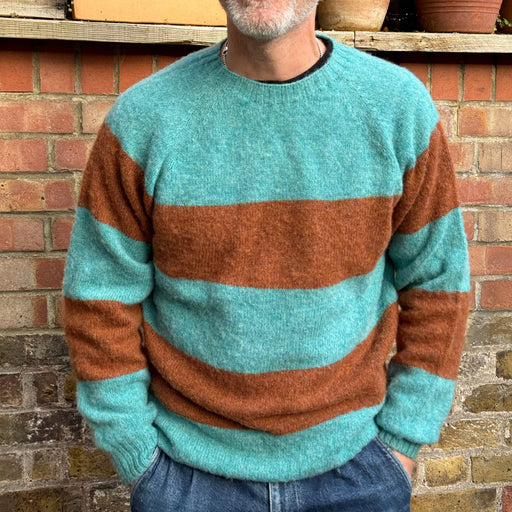 Lowie Mens Mocha + Sky Striped Jumper