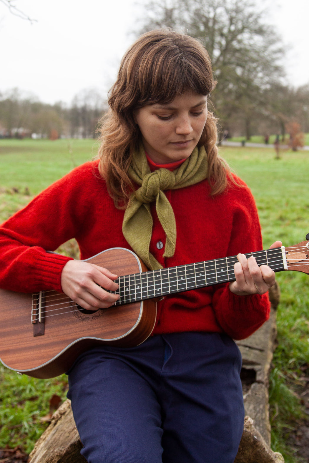 Lowie Scottish Red Classic Brushed Cardigan