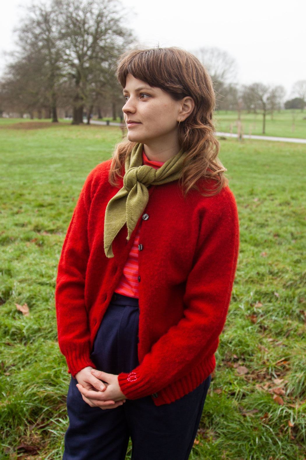 Lowie Scottish Red Classic Brushed Cardigan