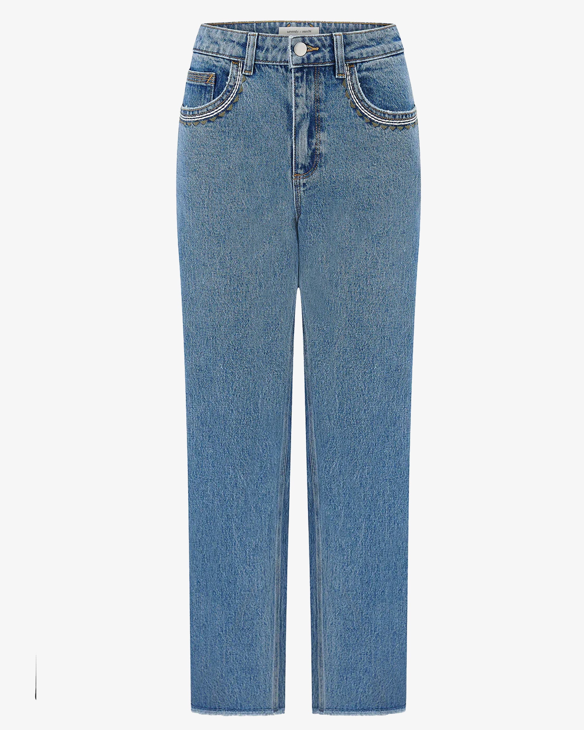 Blue jeans on a white background