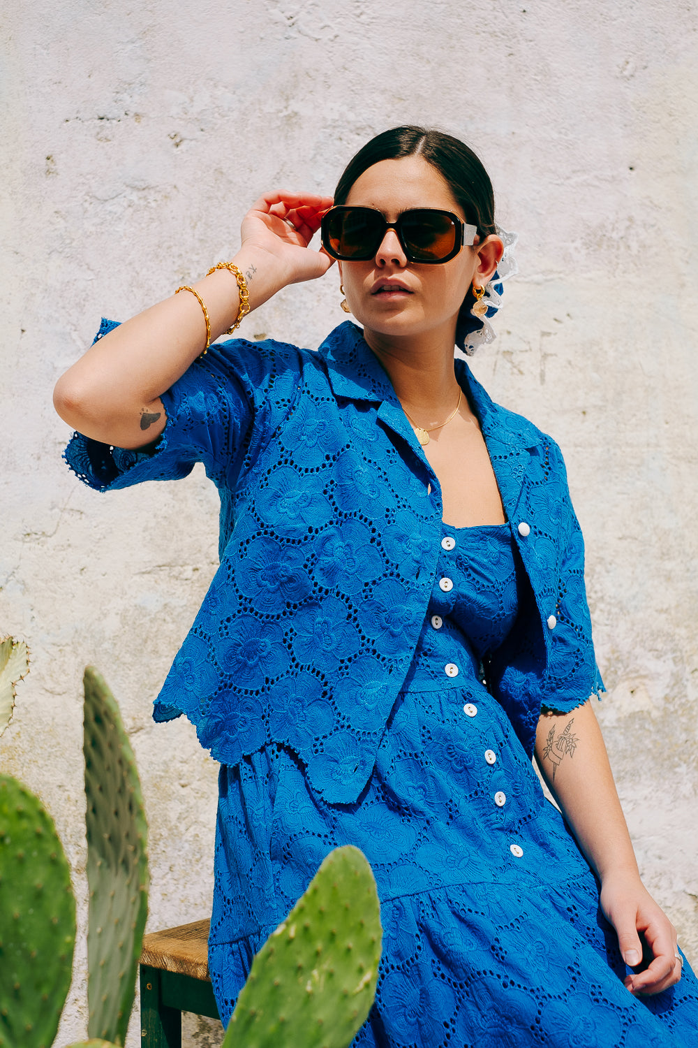 Lowie Cobalt Broderie Shirt