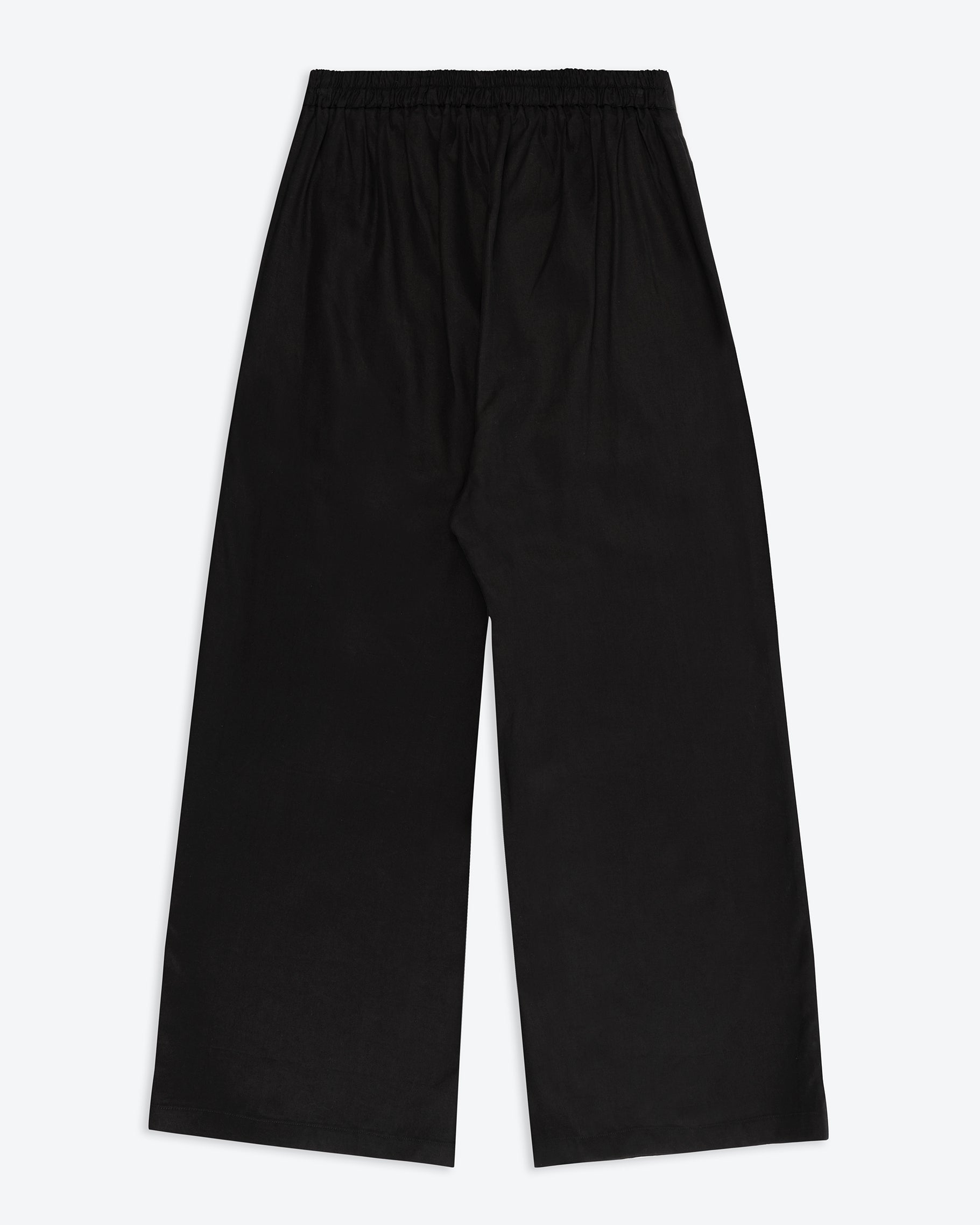 Black wide-leg pants on a white background