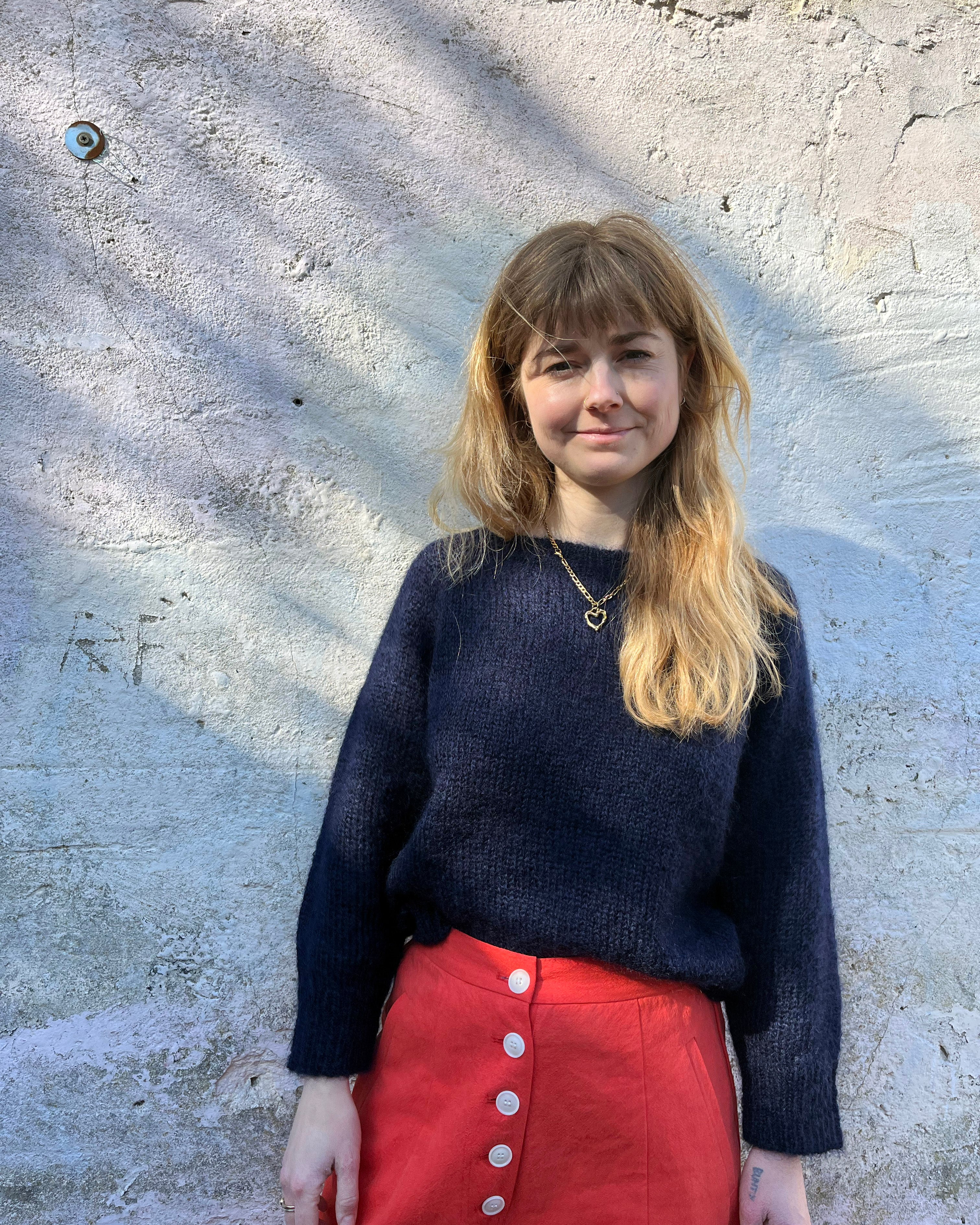 Person wearing Navy Mohair Jumper 