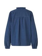 Blue striped blouse on a white background