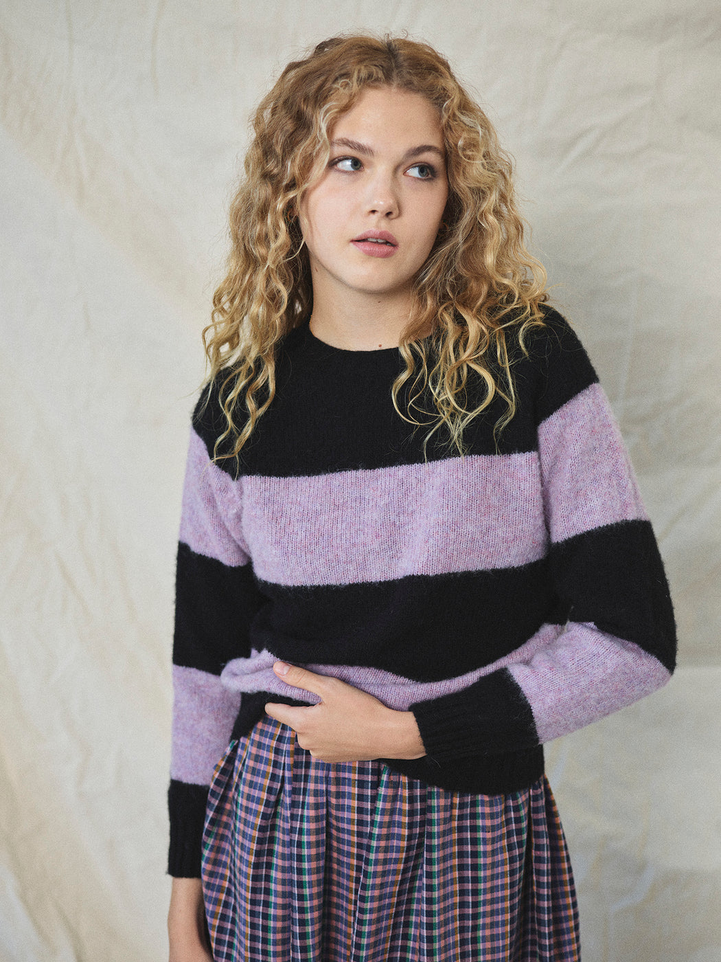 Lowie Black + Lilac Stripe Scottish Jumper