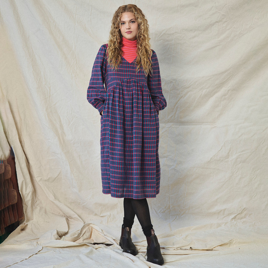 Lowie Teal and Red Check Annette Dress