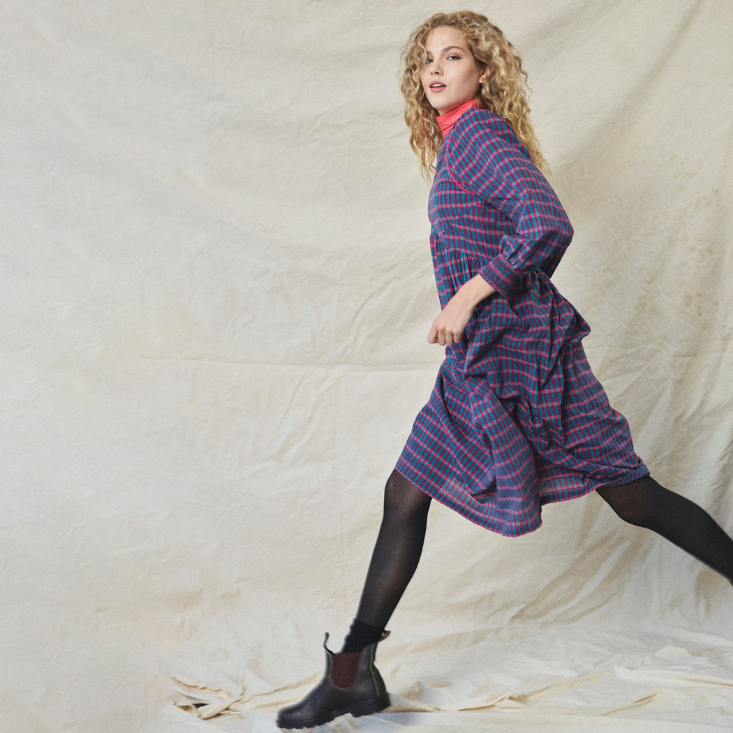 Lowie Teal and Red Check Annette Dress