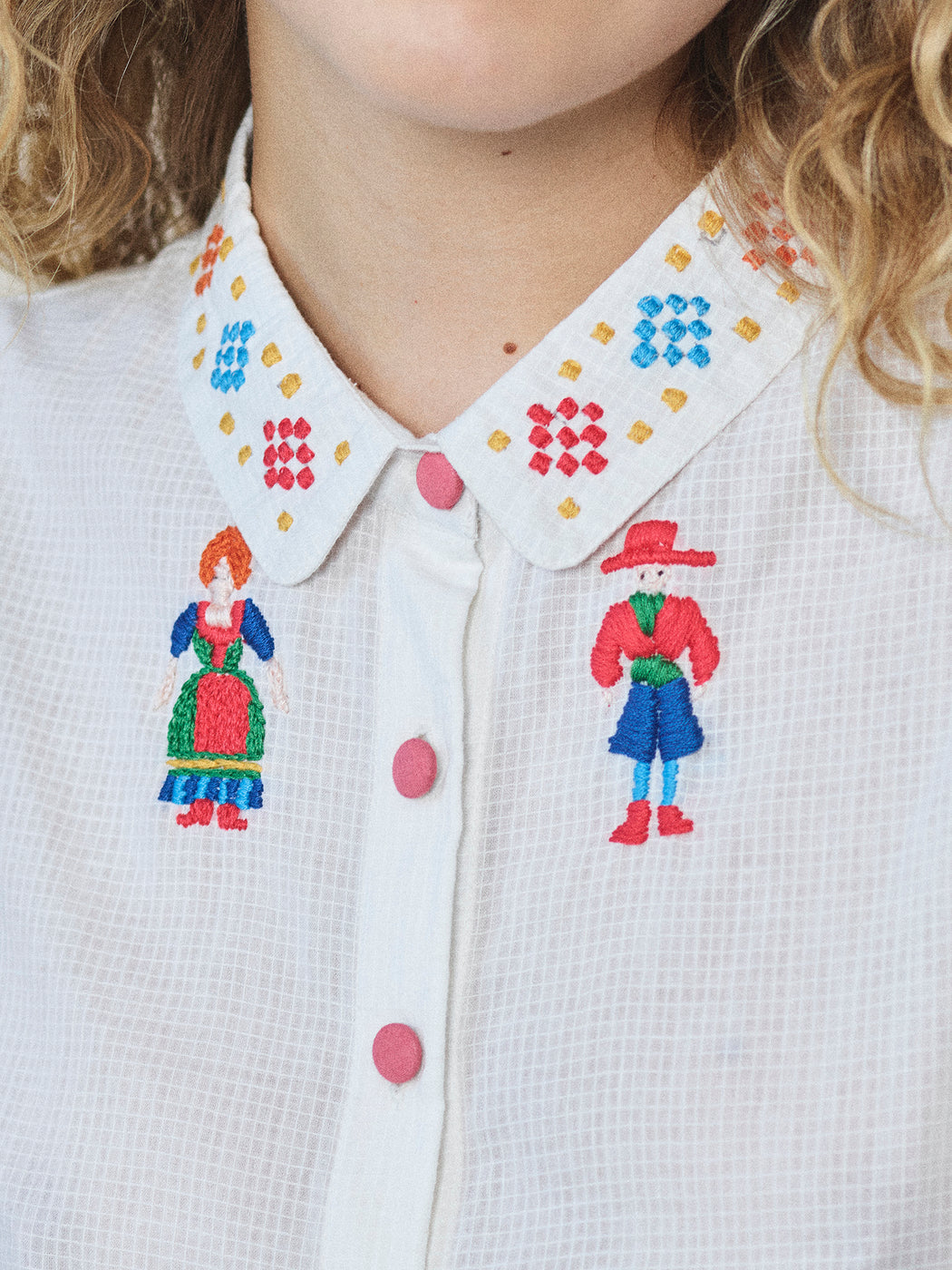 Lowie Folk People Embroidered Blouse