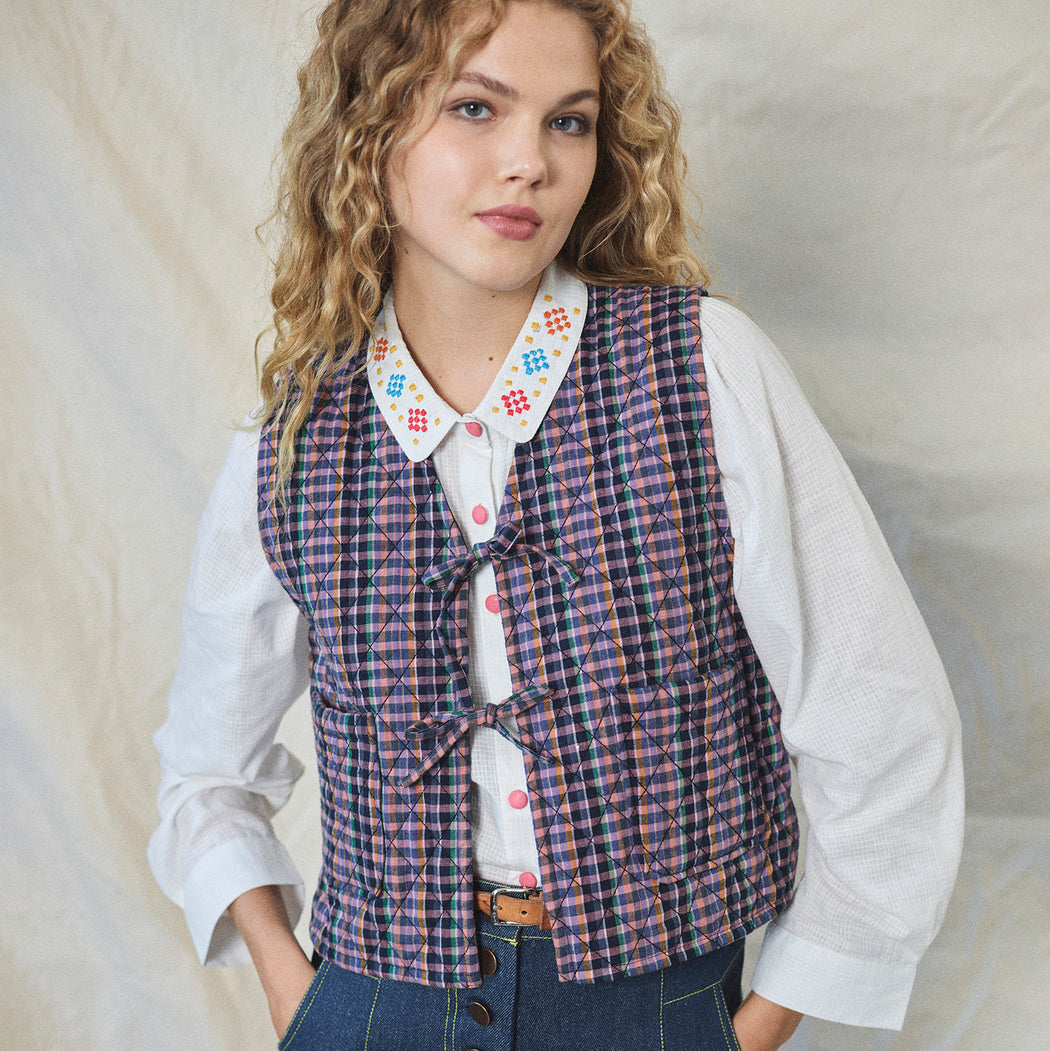 Lowie Heather Check Gilet