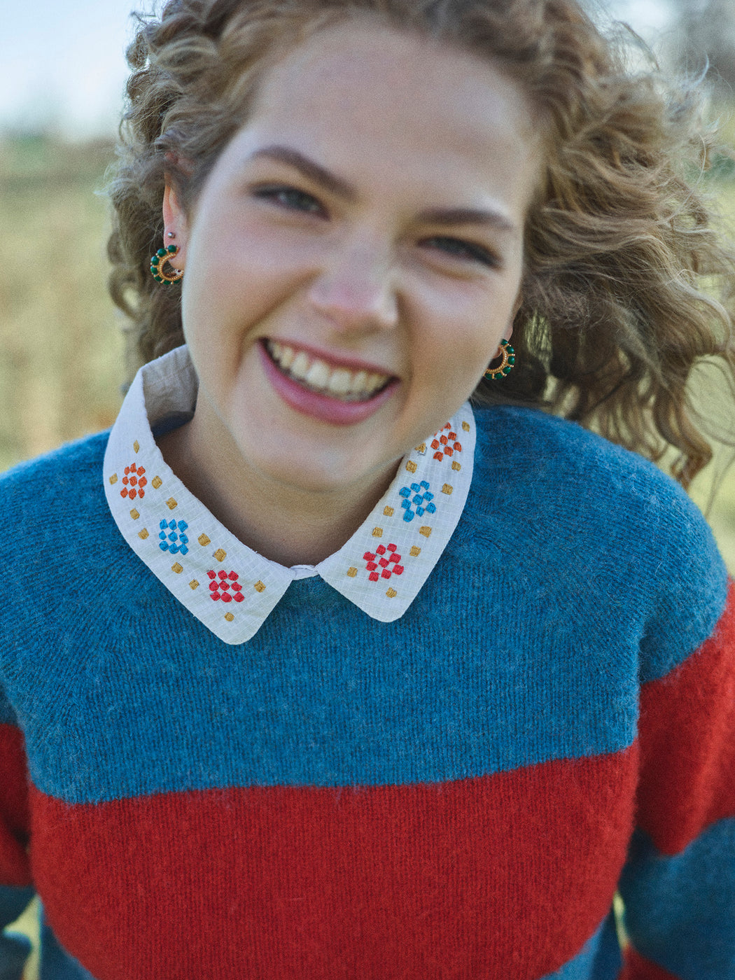 Lowie Blue + Red Stripe Scottish Jumper